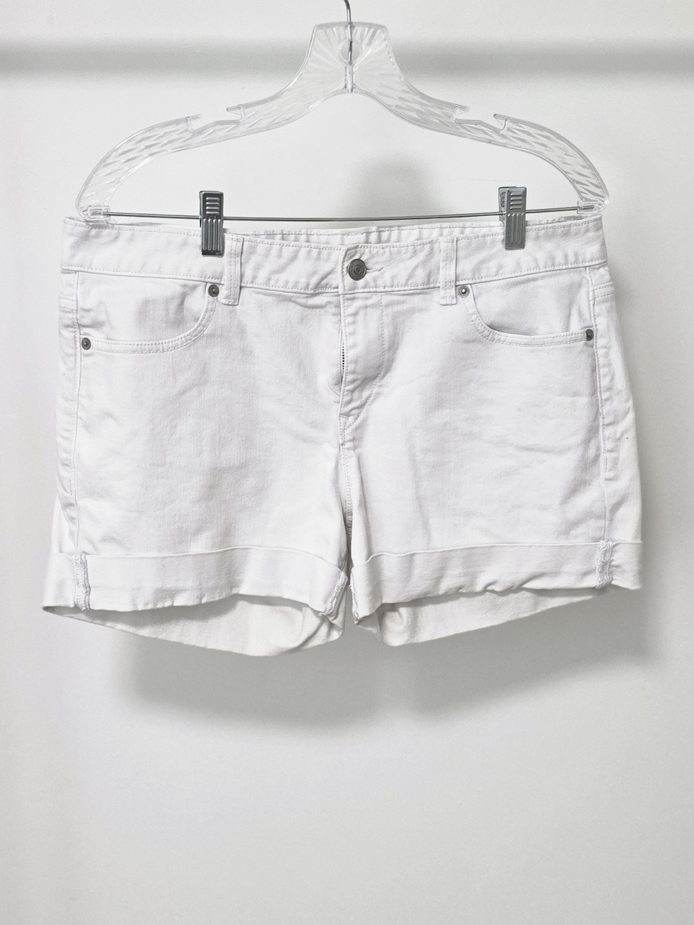 LOFT Classic Women's White Cotton Denim Shorts Size 10